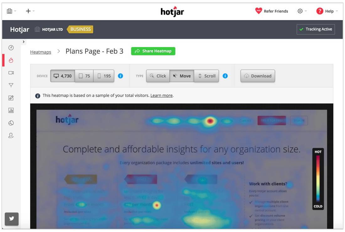 hotjar heatmap